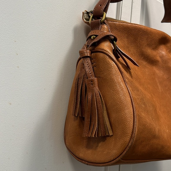✨ MARGOT ✨ Brown Leather Zip Tassel Detail Vintage Hobo Handbag - Picture 5 of 14